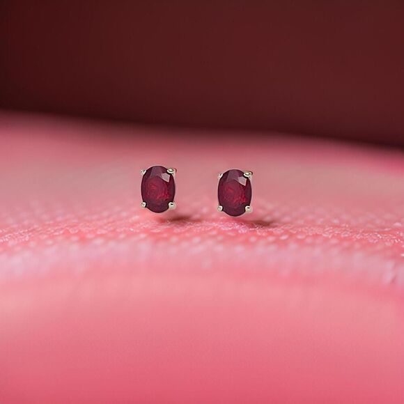 Natural Ruby Stud Earrings 14k Yellow Gold 2 TCW Certified $1,290 311044 - Picture 1 of 14